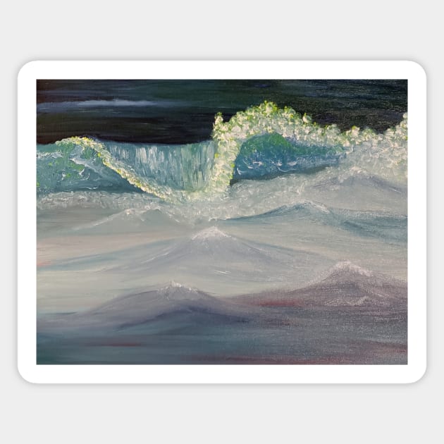 Ocean wave oil painting by tabitha kremesec Sticker by TeteSteva19